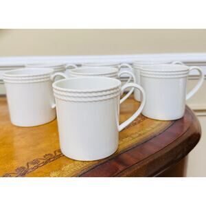 Kate Spade New York White Lenox Wickford 10 oz Rope Accent Mugs Set of 7